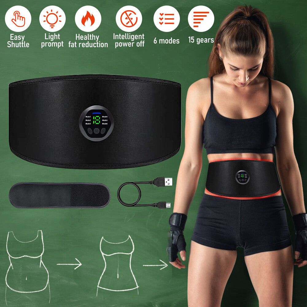 EMS Abdominal Fit Muscle Stimulater Training 15 Gears ABS Fitness Workout Belt