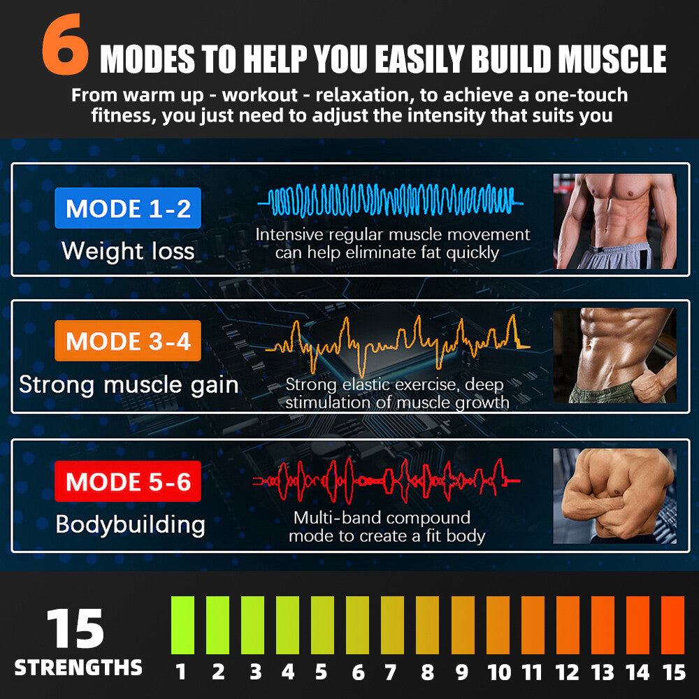 EMS Abdominal Fit Muscle Stimulater Training 15 Gears ABS Fitness Workout Belt