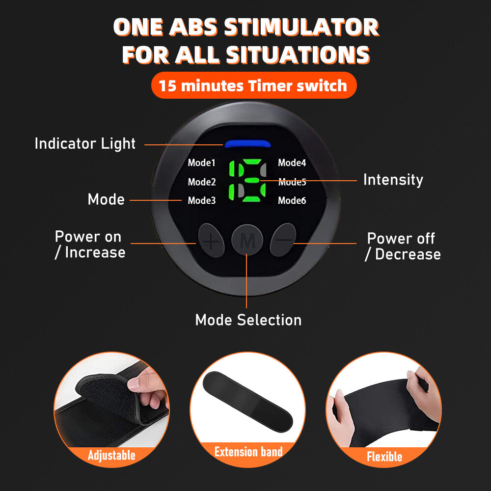 EMS Abdominal Fit Muscle Stimulater Training 15 Gears ABS Fitness Workout Belt