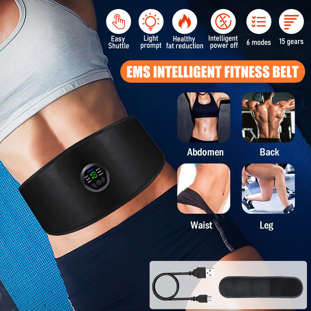 EMS Abdominal Fit Muscle Stimulater Training 15 Gears ABS Fitness Workout Belt