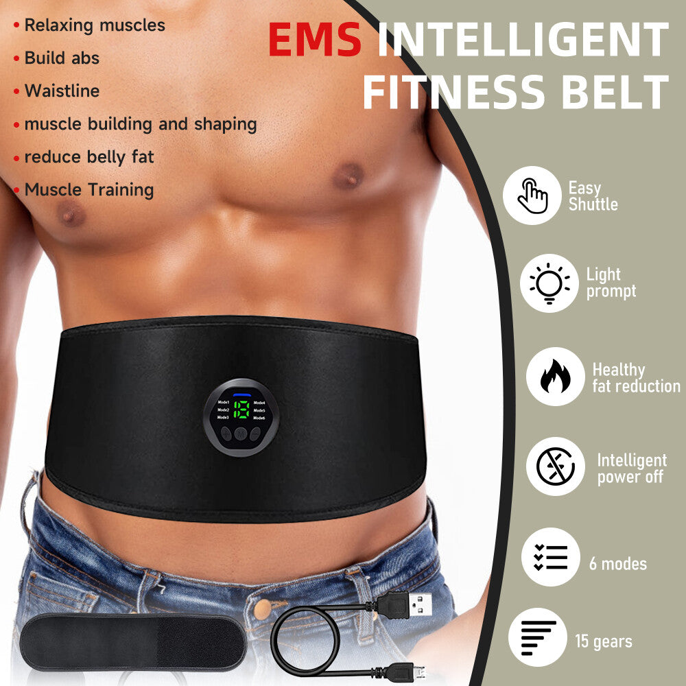 EMS Abdominal Fit Muscle Stimulater Training 15 Gears ABS Fitness Workout Belt