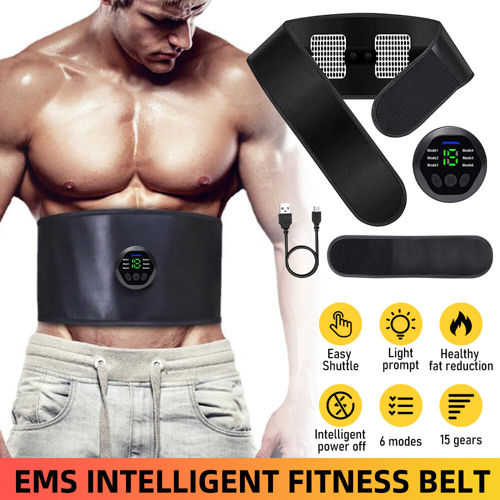 EMS Abdominal Fit Muscle Stimulater Training 15 Gears ABS Fitness Workout Belt